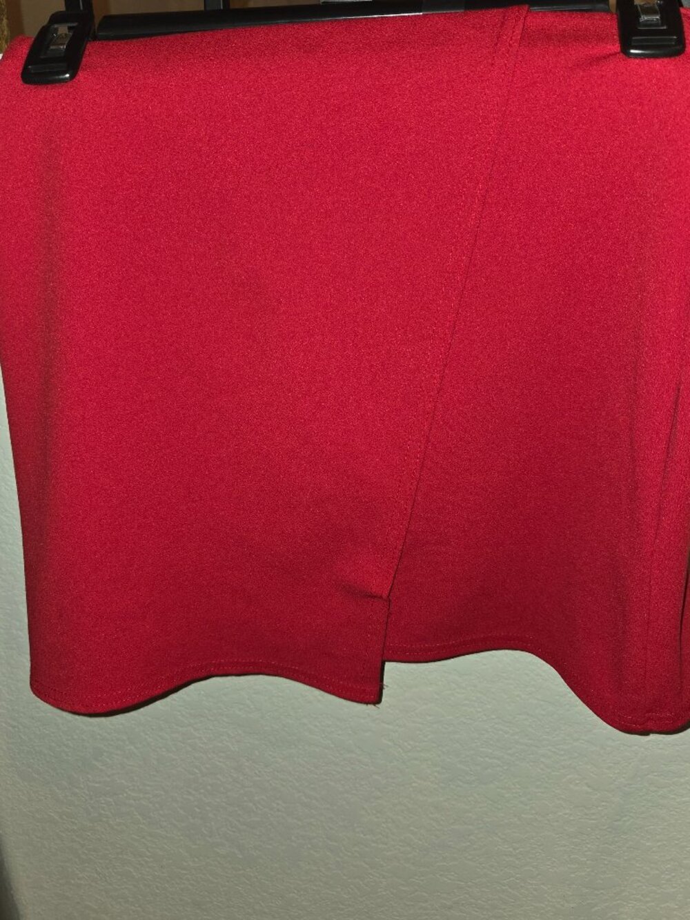 Red Faux Wrap Skirt